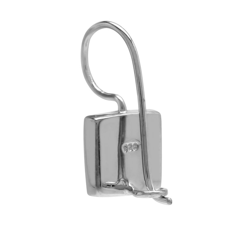 Silvershake 9 mm Square Pink Mother Of Pearl Shell Inlay 925 Sterling Silver Basic Hook Lock Earrings - Image 5